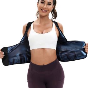 Womens Sauna Sweat Suit Weight Loss Waist Trainer Shirt (Color: Blue, size: S)