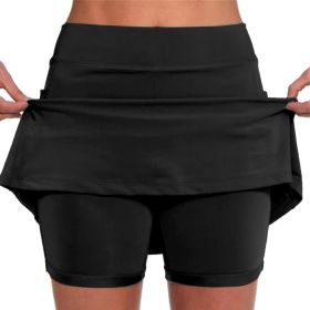 Elastic Yoga Culottes for Women Athletic Shorts Lightweight High Waist Joggers (Color: black, size: 4XL)